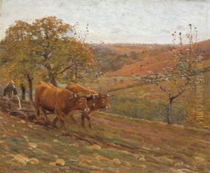 Pflugender Bauer Am Feld by Fernand Maillaud