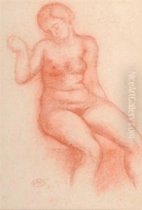 Femme Nue Assise, Bras Droit Leve