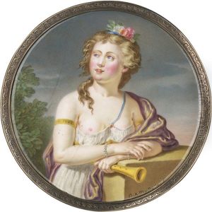 Bildnis Einer Jungen Frau Als Euterpe, Auf Einer Plinthe Lehnend Und Eine Schalmei Haltend by Barnabe Augustin de Mailly