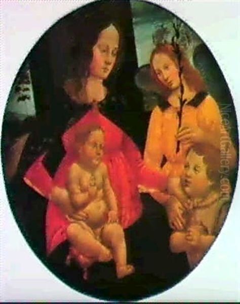 A Tondo: The Madonna And Child With The Infant Saint John The Baptist And An Angel - view 1
