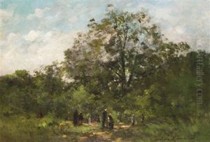 Spazierganger Im Park (bois De Boulogne) by Gustave Maincent