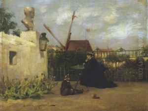 Mere Et Enfant Sur Une Terrasse A Montmartre