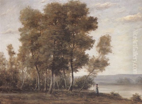 Figures In A Wood Beside A River - view 1