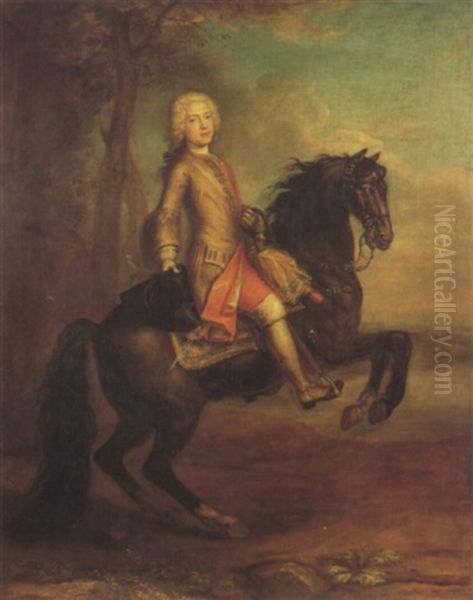 Equestrian Portrait Of A Gentleman, Probably Mr. Glover, Dancing Master In London - view 1