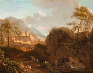 Southern Ideal Landscape With Water-carriers In The Foreground by Xavier De Maistre