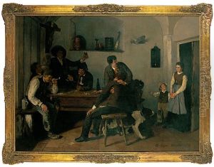 Trinkende Und Karten Spielende Manner In Einer Schwabischen Wirtsstube Trinkende Und Karten Spielende Manner In Einer Schwabischen Wirtsstube