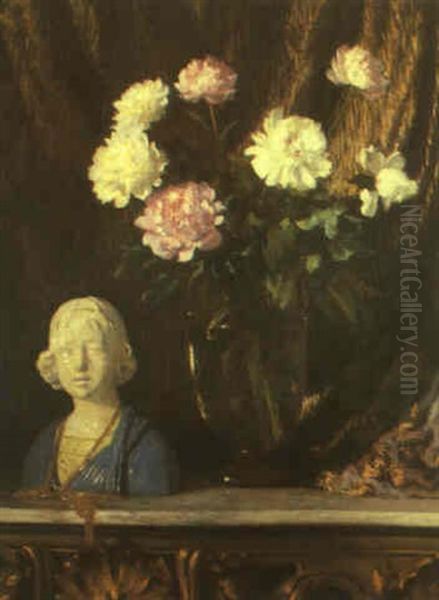 Still Life With Della Robbia Bust And Peonies - view 1