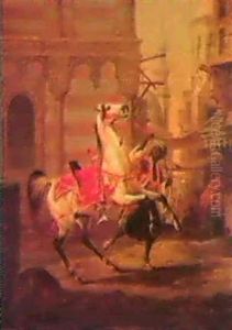 Gadeparti I En Arabisk By Med Morian Med Genstridig Hest Gadeparti I En Arabisk By Med Morian Med Genstridig Hest