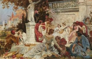 Oil Sketch "il Decamerone" by Hans Makart