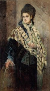 Portrat Der Schriftstellerin Christine Del Negro by Hans Makart