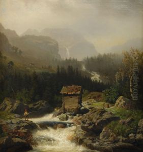 Nordiskt Bergslandskap Med Fors by Edvard Bergh