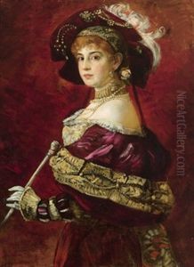 Portrait Einer Dame In Historisierendem Kostum