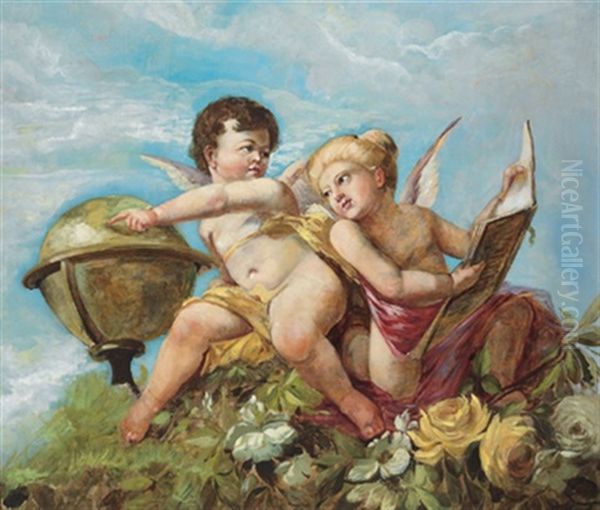 Putti Mit Globus Und Folianten - view 1