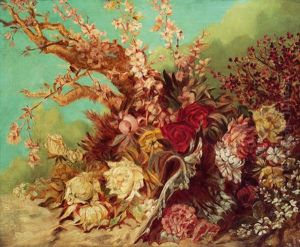 Blumenstuck Mit Blutenzweig Und Pfingstrosen by Hans Makart