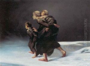 Pa Flugt For Snestormen by Hans Makart