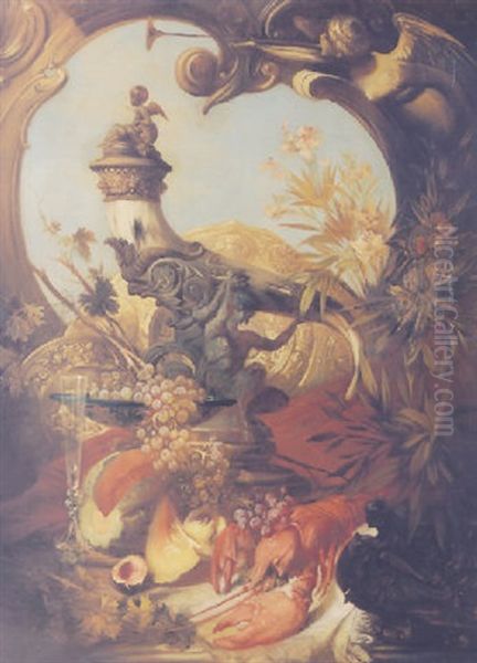 Still Life With Melon, Grapes And Lobster - view 1