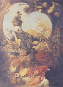 Still Life With Melon, Grapes And Lobster by Hans Makart