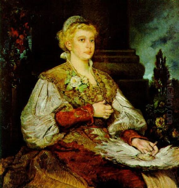 Portrait Einer Dame Mit Facher (hanna Klinkosch?) - view 1