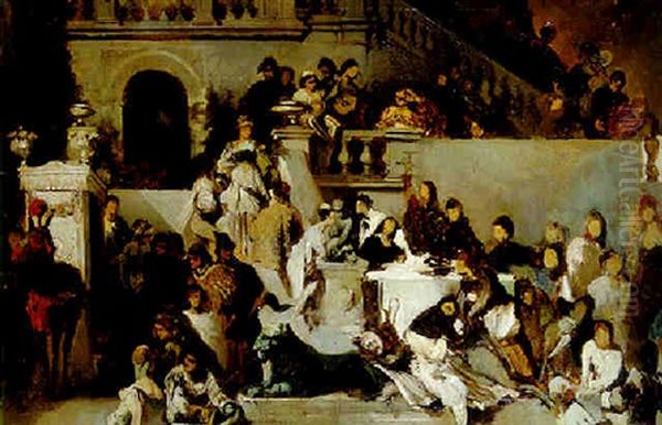 Figures Feasting On A Balcony - view 1