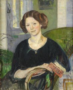 Portratt Av Forfattarinnan Ingrid Prytz Sittande I Interior by Richard Bergh