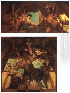 Huldigung Der Weibl. Schonheit; Die Heitere Musik, Allegorien Des Lebens by Hans Makart