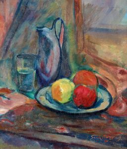 Frukter Pa Fat, Kanna Och Glas by Svante Bergh
