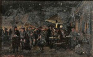 Street Vendors At Night by Johann Makloth