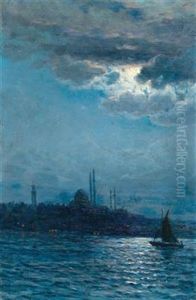View Of Istanbul In Moonlight by Vartan Makokian