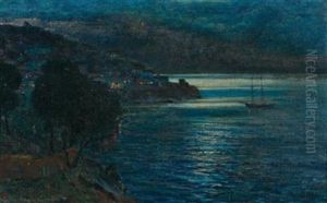 Coastal Landscape At Night by Vartan Makokian
