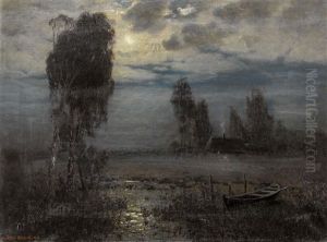 Nachtliche Moorlandschaft Im Mondschein by Vartan Makokian