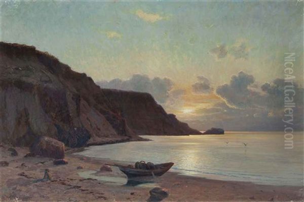 A Boat On The Shore At Sunset - view 1