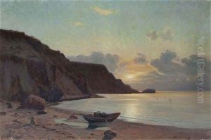 A Boat On The Shore At Sunset by Vartan Makokian