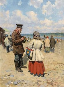Village Scene by Alexandr Vladimirovich Makovsky