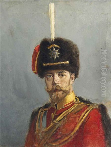 Portrait Of Emperor Nicholas Ii, Chief Of The Guard Hussar Regiment (study) - view 1