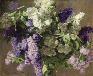 Clusters Of White, Pink And Purple Lilacs by Alexandr Vladimirovich Makovsky