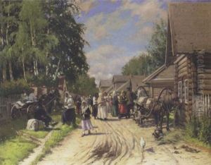 Russian Provincial Village by Alexandr Vladimirovich Makovsky