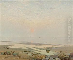 A Beach At Low Tide by Richard Alexandrovich Bergholz