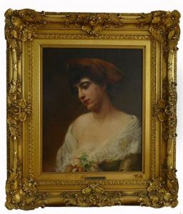 Portrait Of A Girl In A Red Beret by Konstantin Egorovich Makovsky