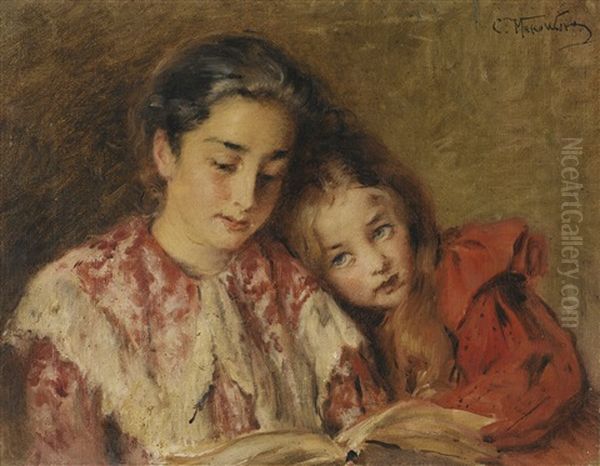 Portrait Of The Artist"s Daughters Reading - view 1