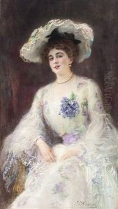 Portrait Of A Lady by Konstantin Egorovich Makovsky