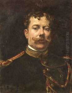 Portrait Eines Russischen Offiziers by Konstantin Egorovich Makovsky