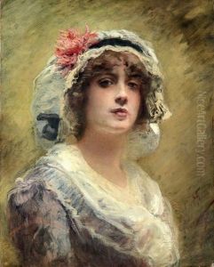 Jeune Femme Aux Chrysanthemes Rouge