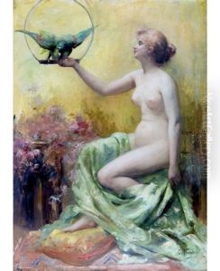 A Tender Touch (woman With Parrot) by Konstantin Egorovich Makovsky