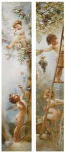 Cupids-gardeners (2 Works) by Konstantin Egorovich Makovsky