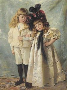 Portrait Of The Artist's Children: Konstantin And Olga by Konstantin Egorovich Makovsky