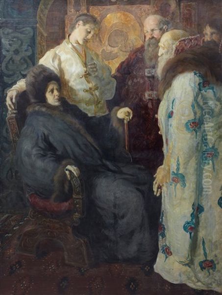 The Ambassadors Of The Zemsky Sobor Trying To Convince The Nun Marfa That Her Son Mikhail Fyodorovich Romanov Should Accept The Crown - view 1