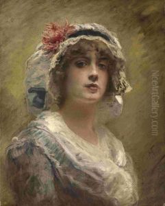 Portrait Of A Girl With A Red Chrysanthemum