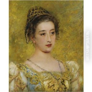 Portrait Of A Young Beauty by Konstantin Egorovich Makovsky