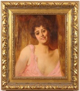 Portrait Of A Smiling Woman by Konstantin Egorovich Makovsky