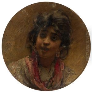 Portrait Of A Girl by Konstantin Egorovich Makovsky
